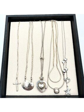 Sterling Silver Lot of 11 Necklaces 112 Grams Wear Scrap Resell XRF Tested